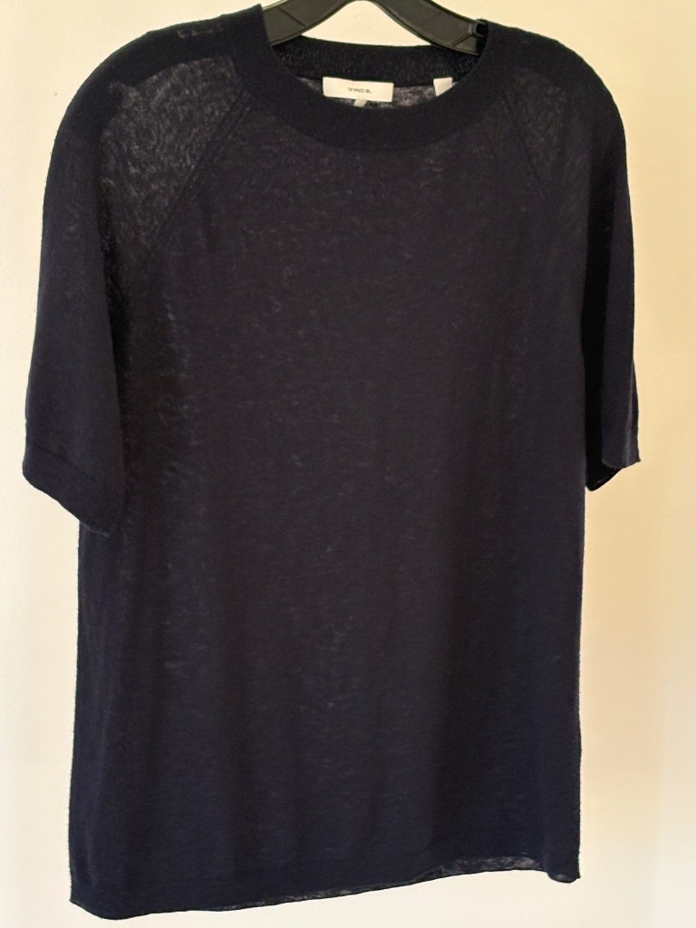 Vince Black Lightweight Crew Neck Short Sleeve Top Size L